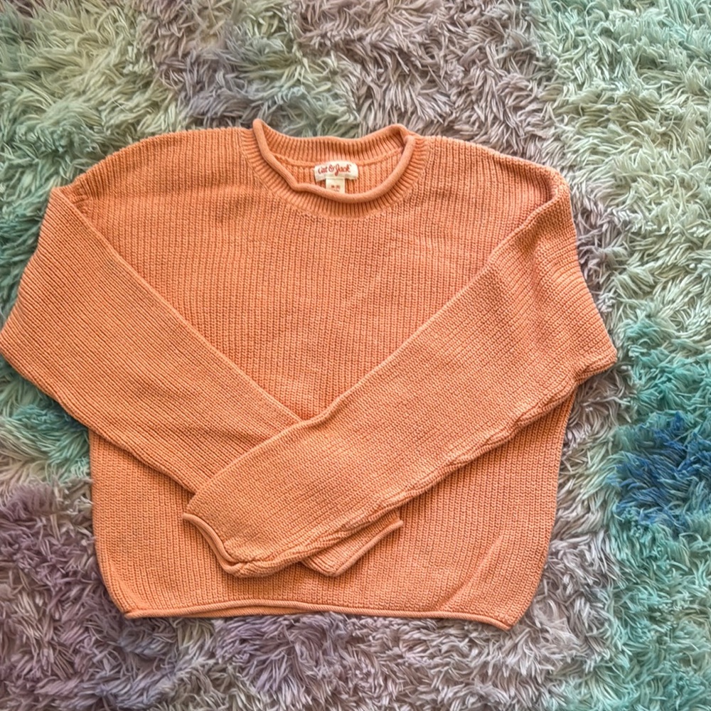 Girls Cozy Peach Knit Sweater